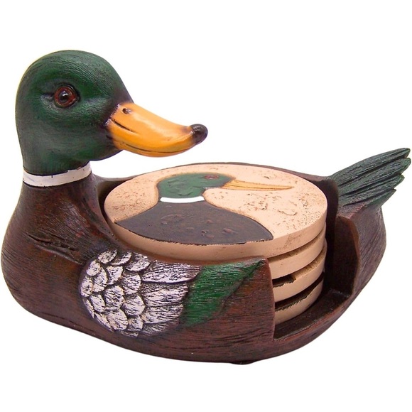 Duck Laying Down Coaster Set, Lake Inspired Kitchen or Bar Décor - Picture 6 of 6